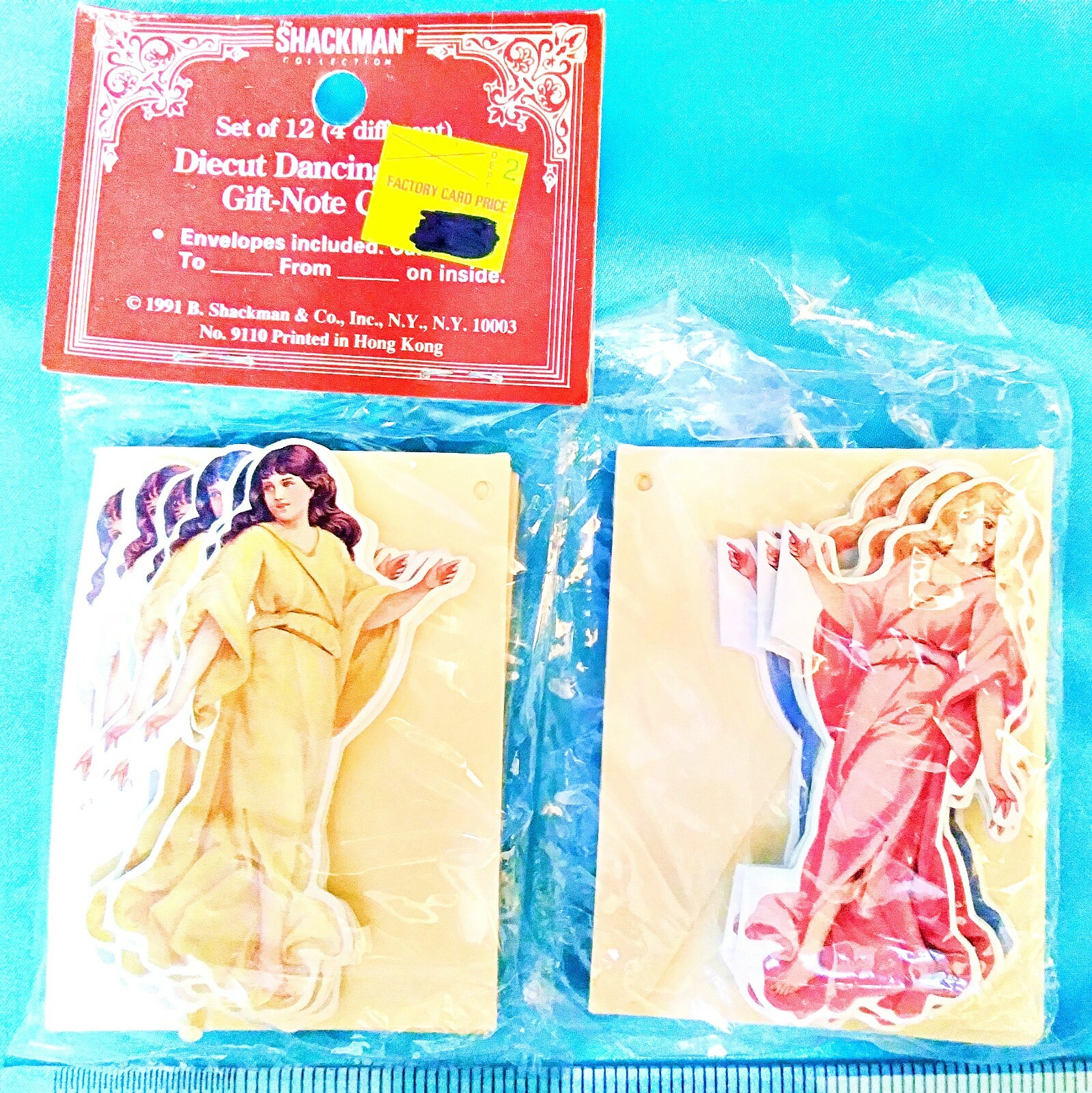 2 Packs DANCING ANGEL CARDS Shackman Die Cut Set of 12 w/ Envelopes 4 Designs