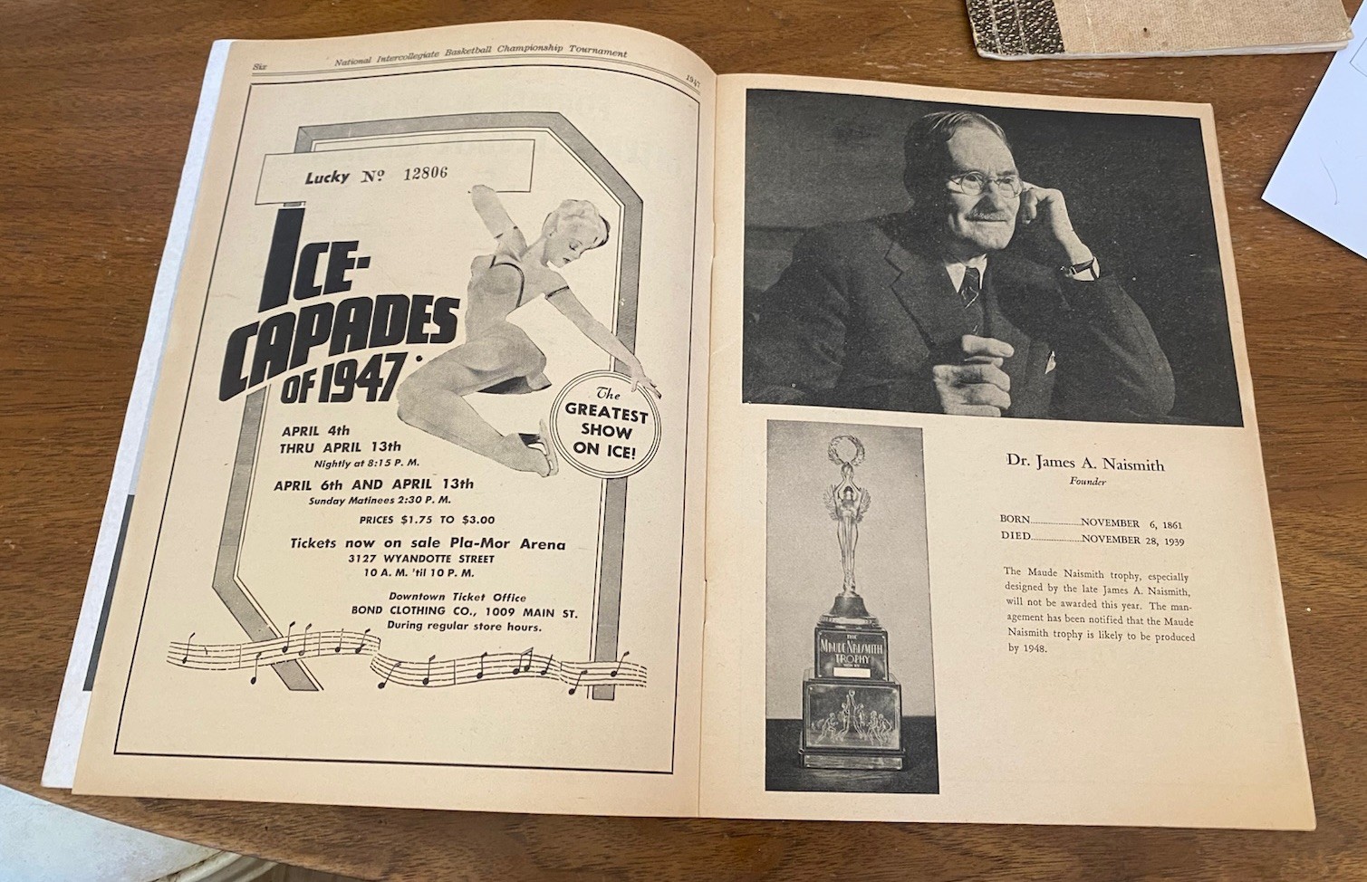 1947 NIBC National Intercollegiate Basketball Championship program Converse