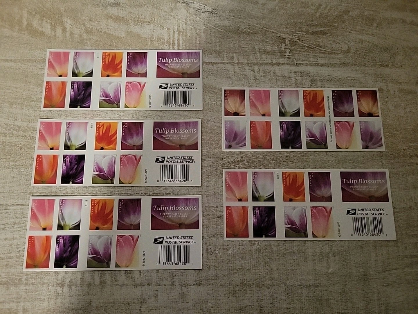 (5) Books of Tulip Design – 4ever S.T.A.M.P.S – 100 Pieces Total – Retail $ 78