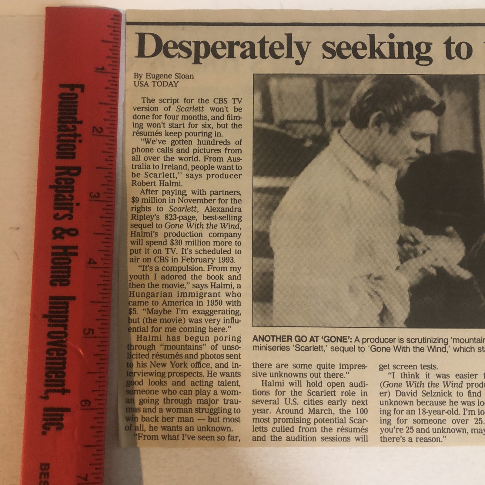 Gone With The Wind Clark Gable Vivien Leigh 1991 Article Print One Page ART7