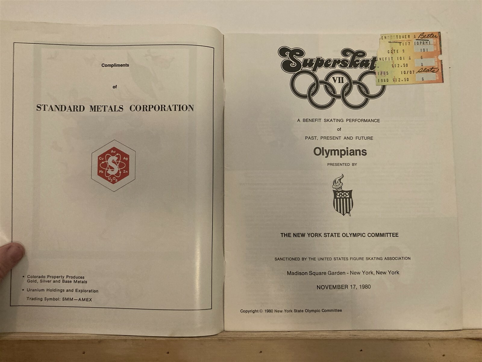 1980 Olympic Superskates Ice Skating Madison Square Garden NY Program Ticket Vtg