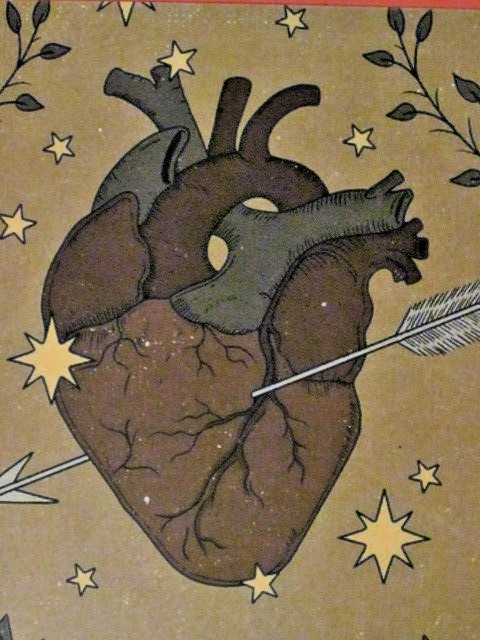 Sagittarius Art Post Card – Arrow thru heart – Excellent & Swift