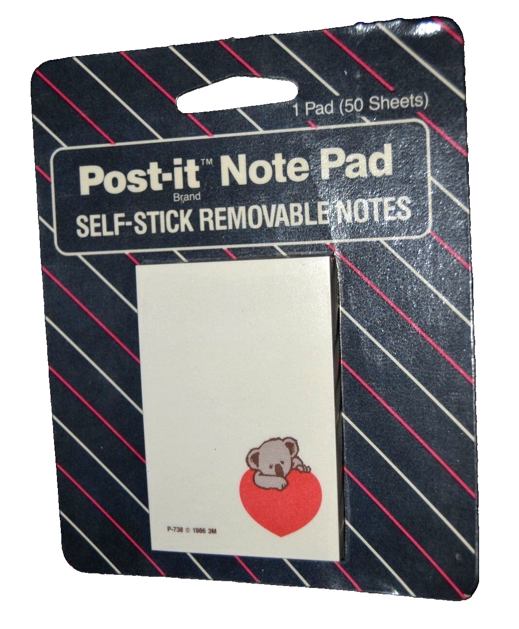 Mini POST-IT NOTE PAD Self-Stick Koala Bear Red Heart 50 Sheets Sealed Vtg 80’s