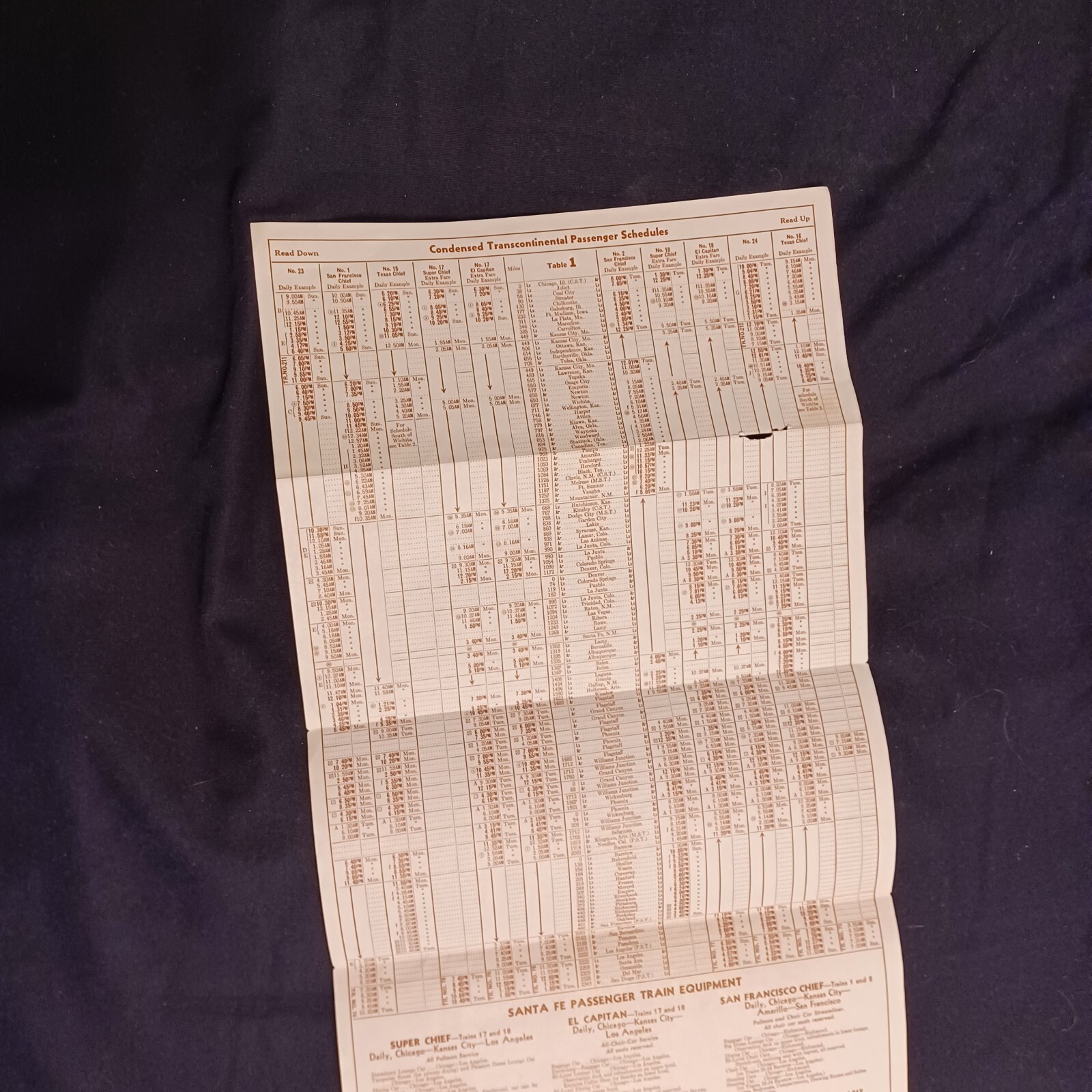= SANTA FE TRAIN LINE TIME TABLE SCHEDULE JUNE 15 1968 PAPER PAMPHLET