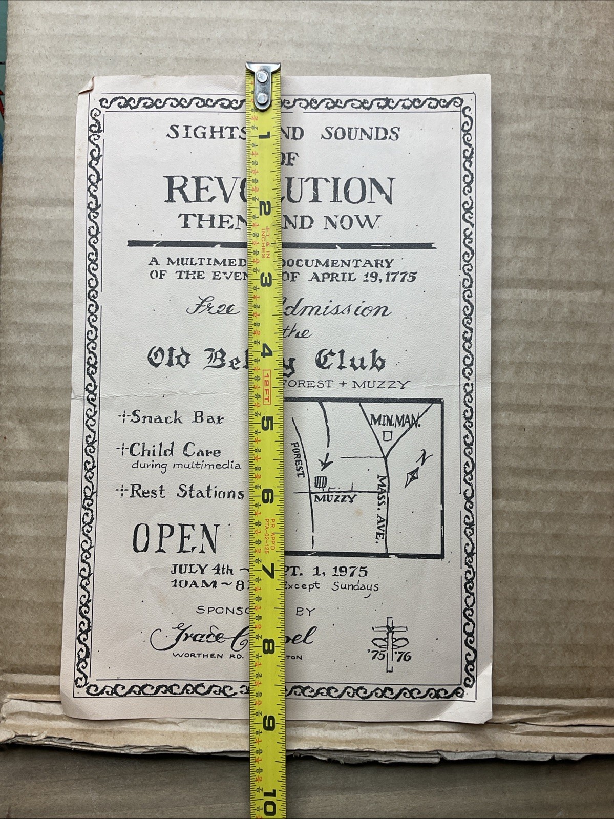 1975 Revolution Then & Now Documentary Flyer Old Belfry Club Lexington Ma B62