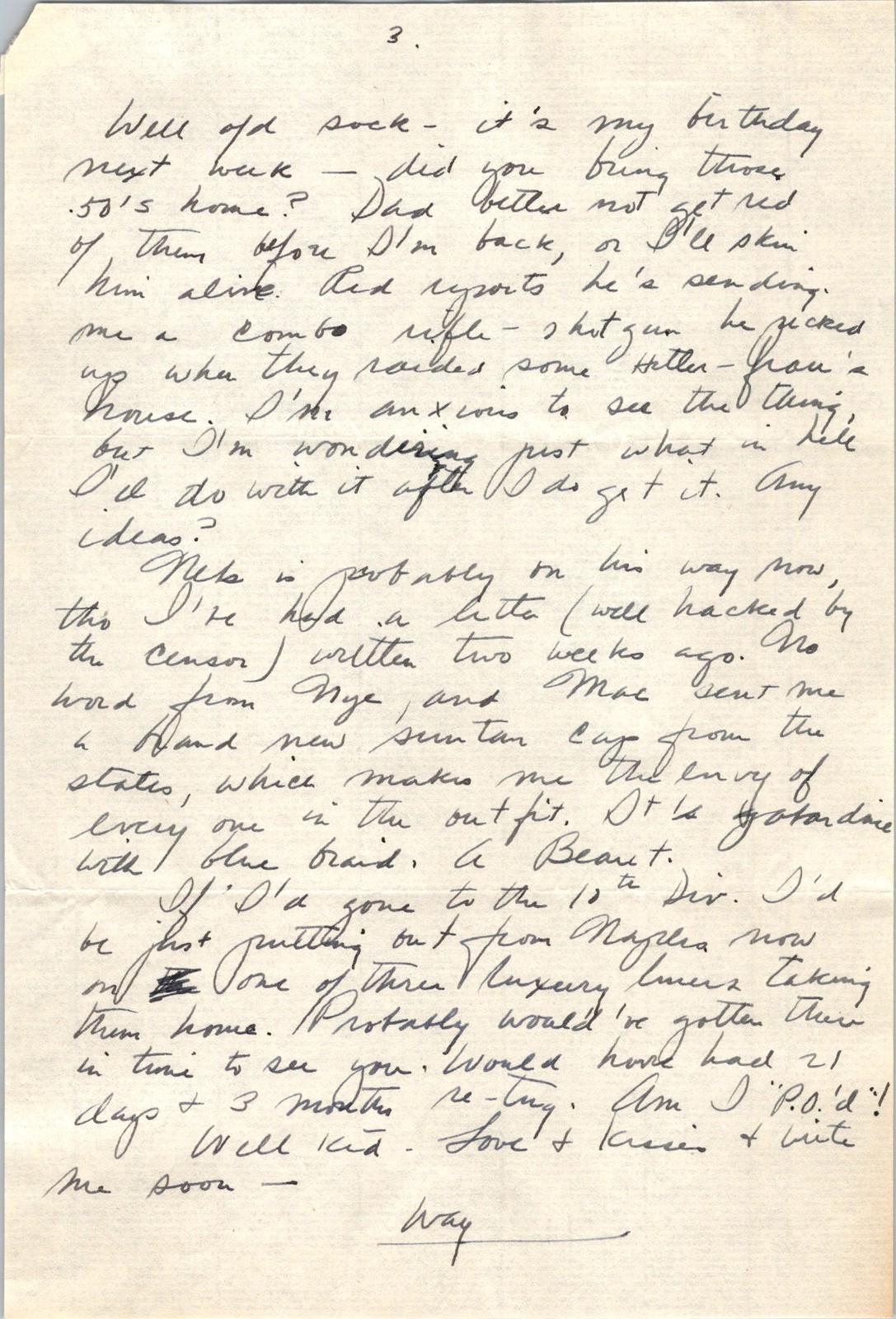 World War II 1940s Handwritten 3-Page Letter to Navy Sailor Oliver Deane