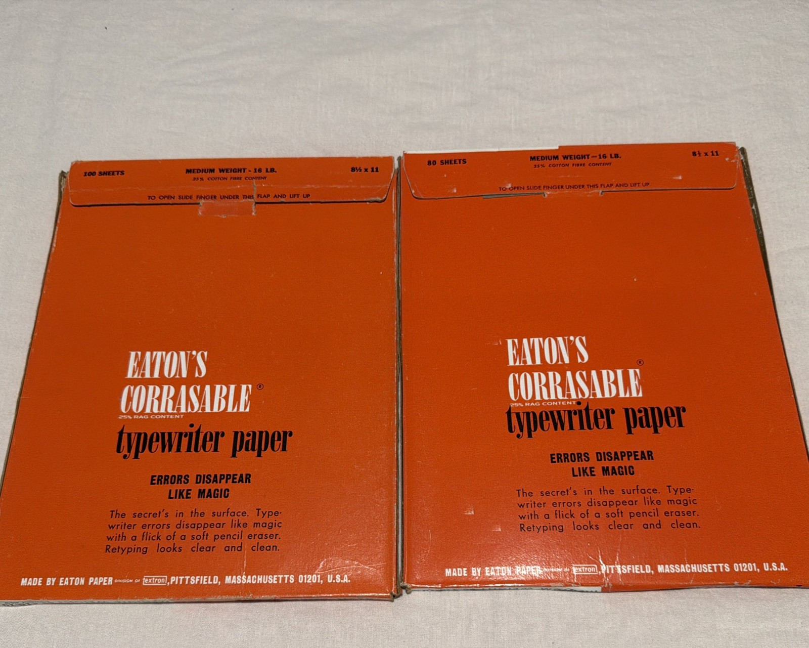 Eatons Corrasable Typewriter Paper 100 sheets Medium weight 16 lb 81/2 x 11