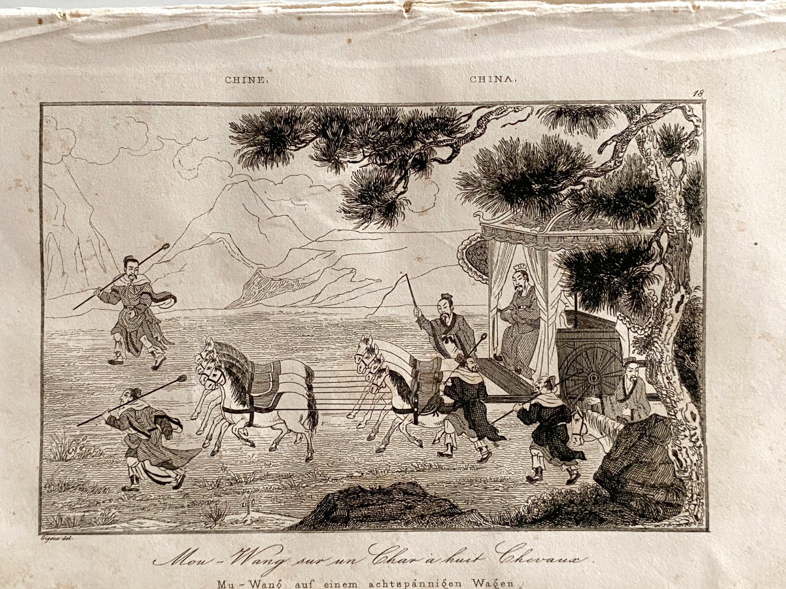 Lithograph China “Mu Wang On A 8 Horses Cart”
