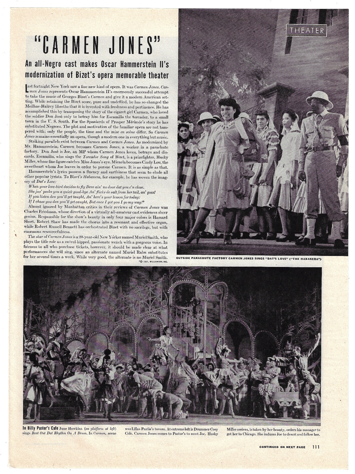 Carmen Jones Magazine Print Oscar Hammerstein II Black Americana Vintage 1943