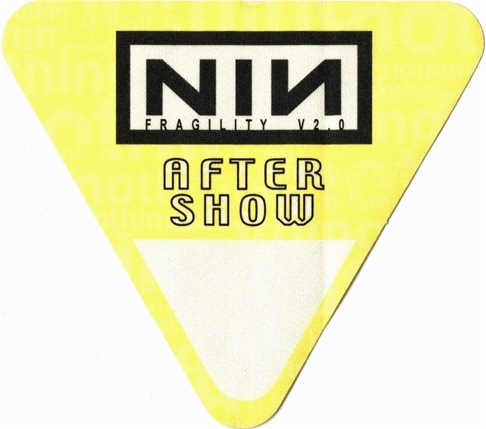 Nine Inch Nails 1999 The Fragile concert tour Aftershow Backstage Pass