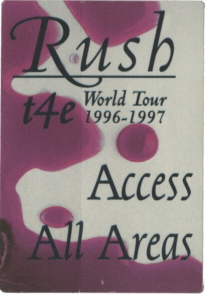 Rush 1996 Test for Echo concert tour All Access Backstage Pass