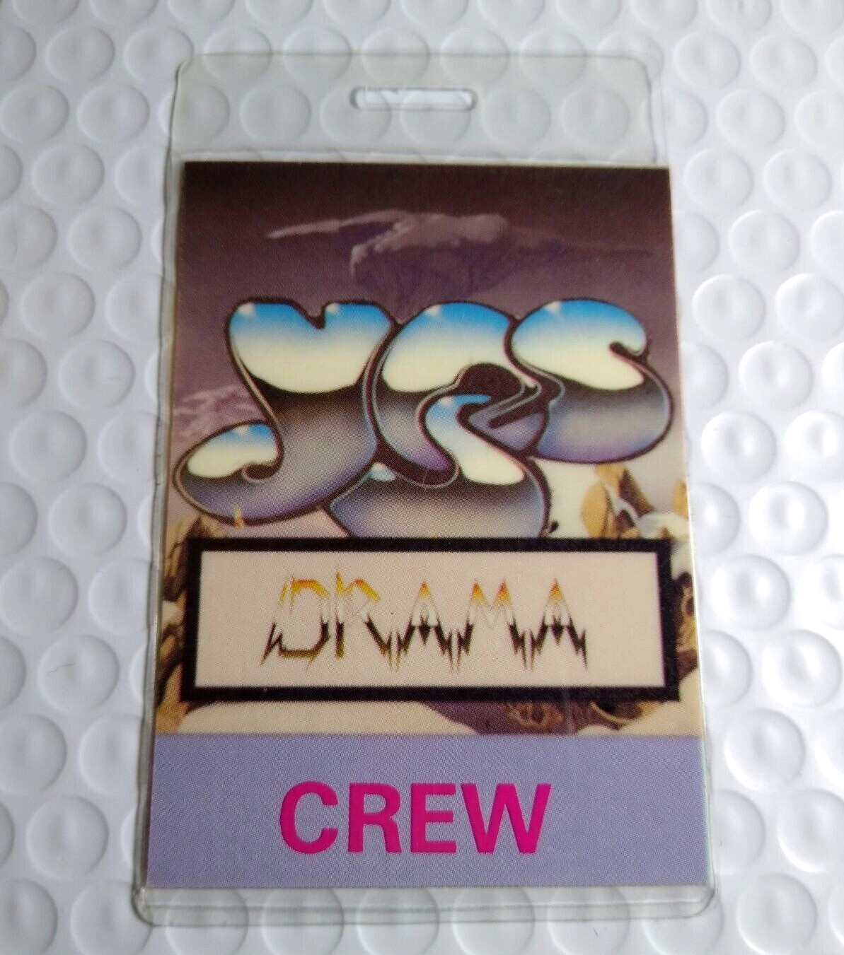 YES Drama Vintage Plastic Laminated Backstage Pass Original Prog Rock 1980