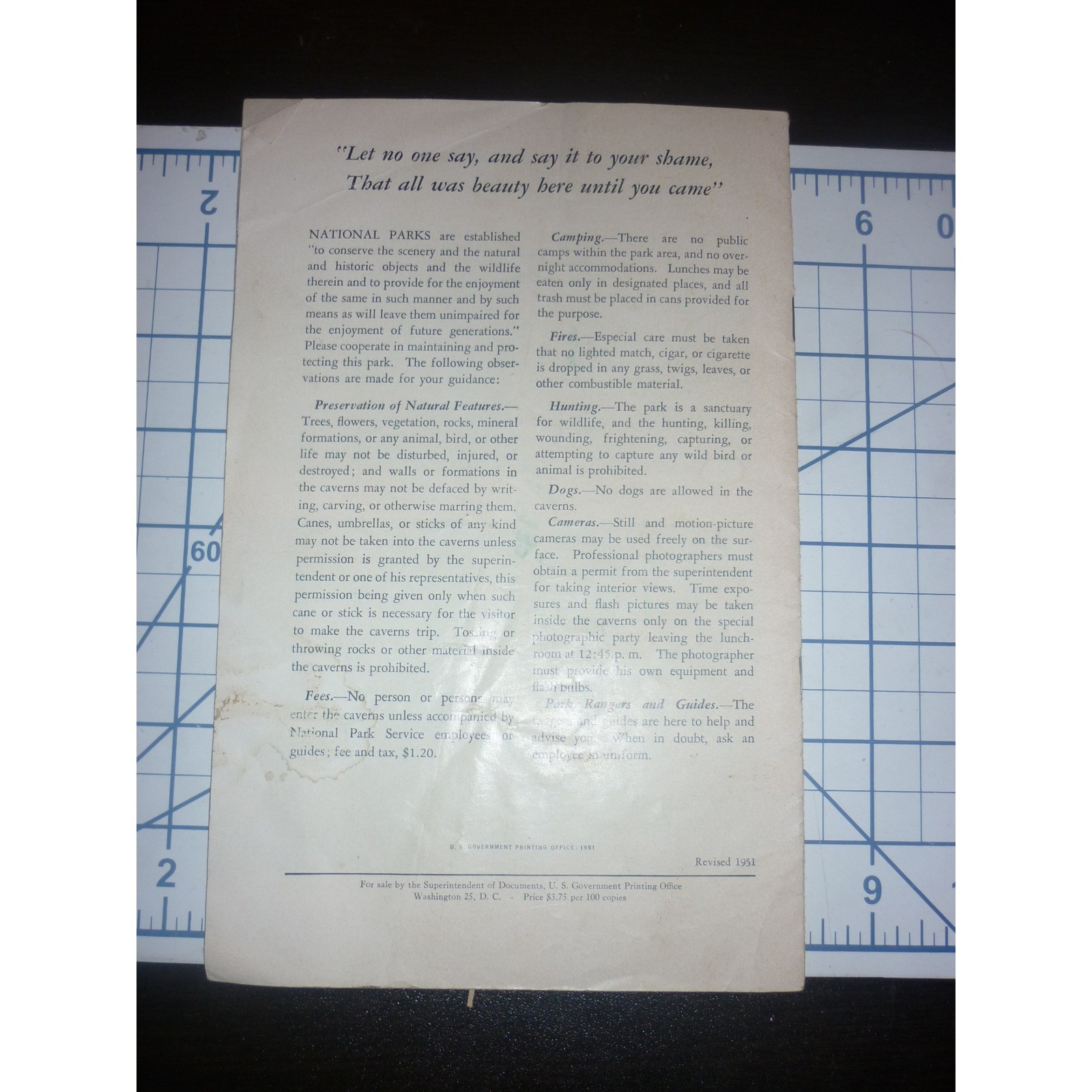 1951 Carlsbad Caverns National Park New Mexico Vintage Souvenir Booklet Map