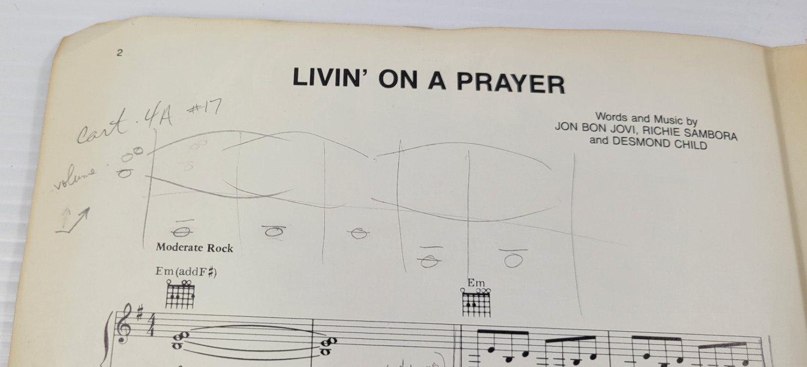 *L4) Livin’ on a Prayer – Bon Jovi – Vintage Sheet Music