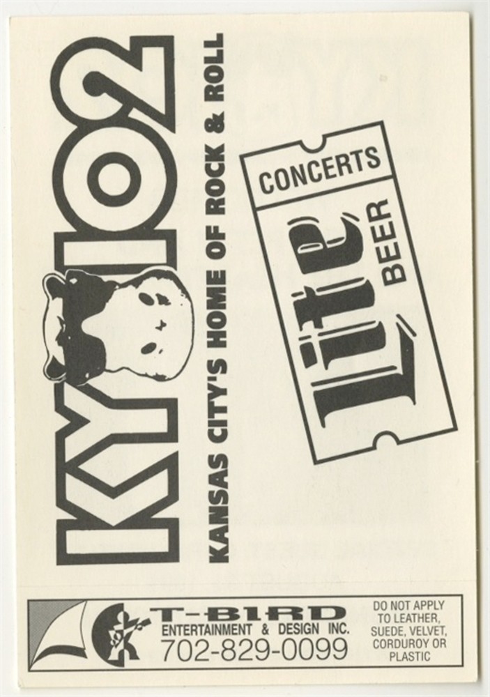 Tom Petty & the Heartbreakers 1991 concert tour KY102 Radio Backstage Pass