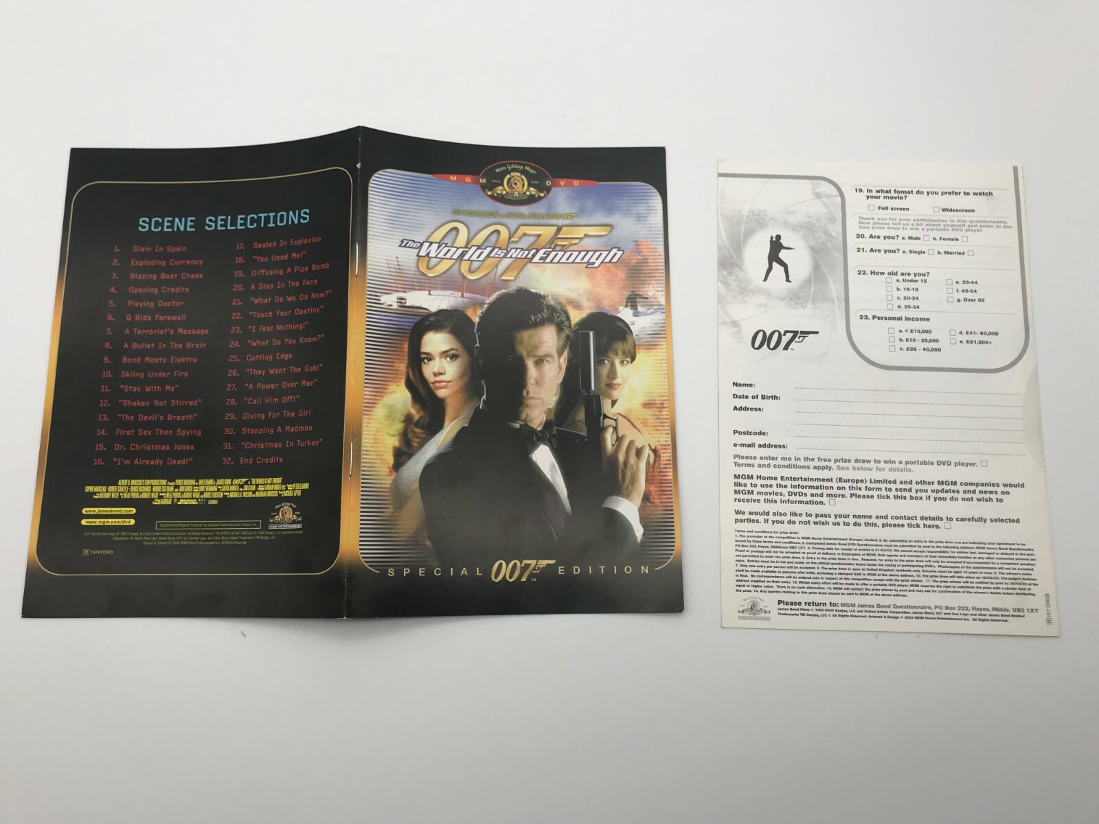 007 The World is DVD insert cover leaflets – NO DISK – NO BOX – PAPER PRINT ONLY