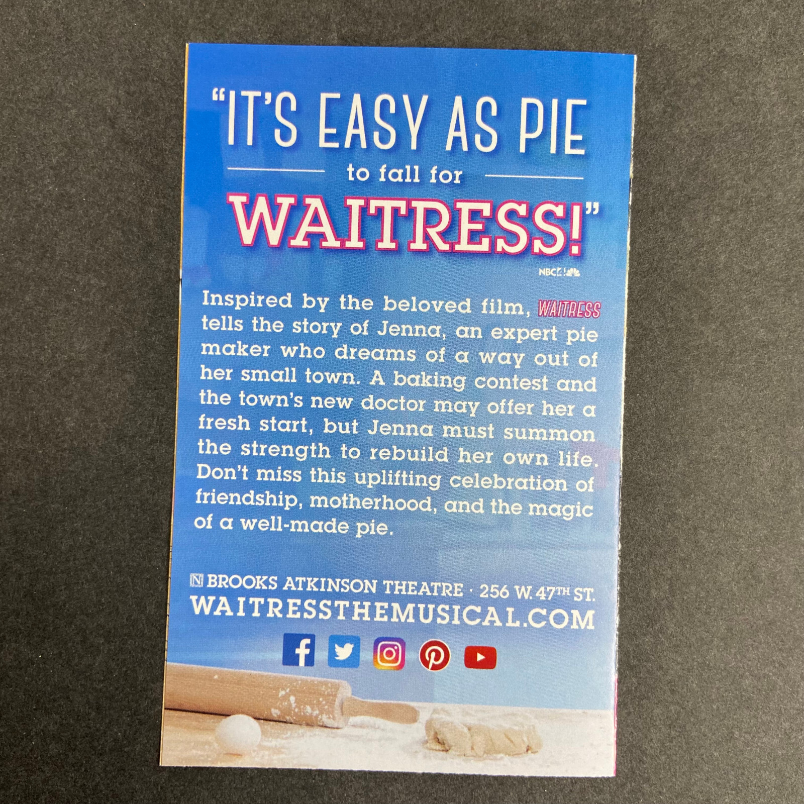 Waitress Katharine McPhee Promo Ad Flyer Handbill Pocket New York City Broadway