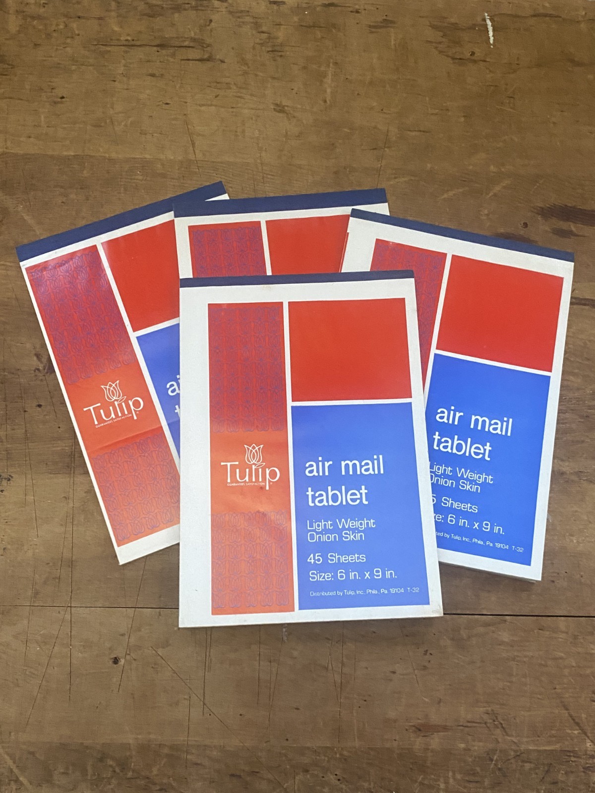 4 NOS Deadstock VTG 60’s TULIP Air Mail Onion Skin Paper Tablets, 180 Sheets