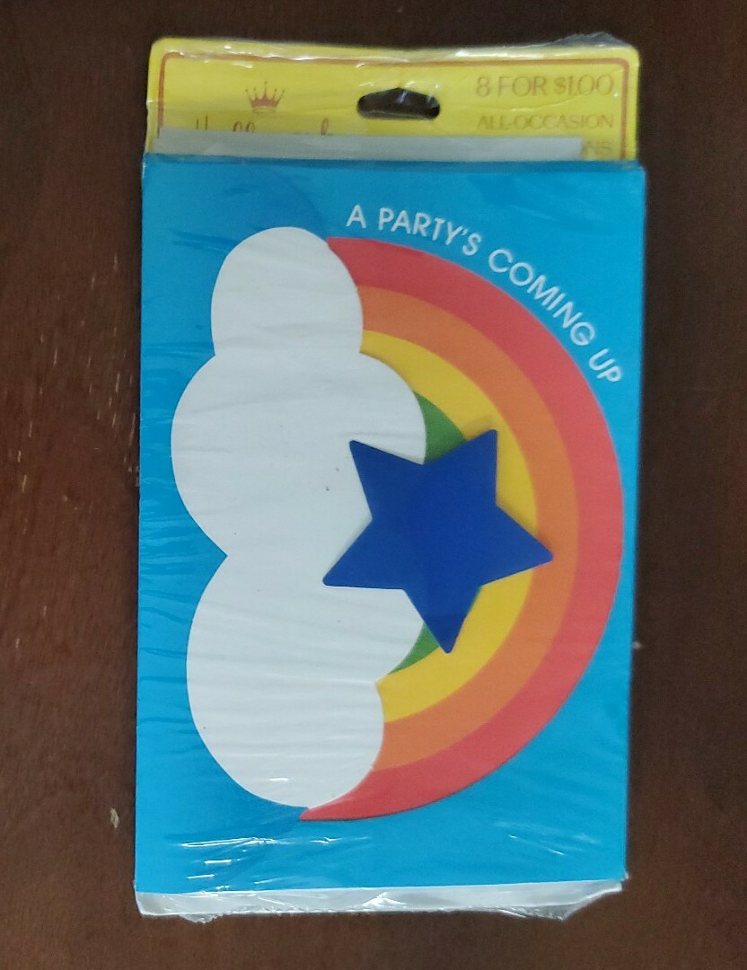 Vintage Hallmark Cards Rainbow Birthday postalette invitations, NIP