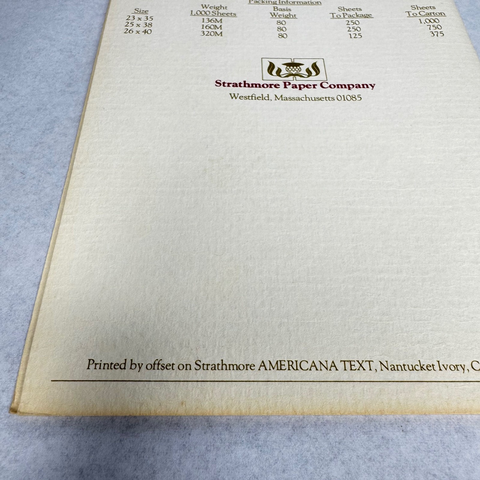 c.1974 Strathmore Americana Paper Swatch Book Felt-Marked Color Samples