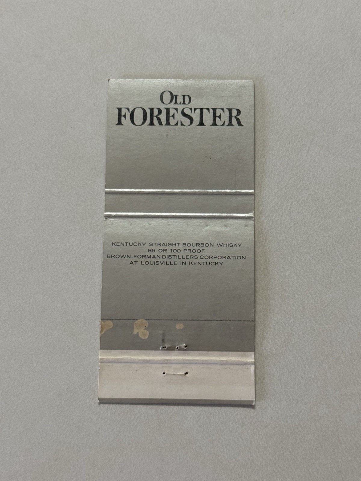 Old Forester Kentucky Straight Bourbon Brown Forman Distillers Matchbook Cover Y
