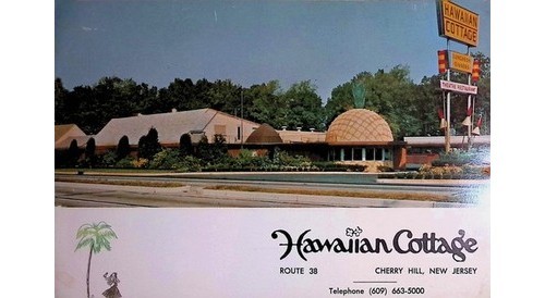 1960s Hawaiian Cottage Restaurant Photo Cherry Hill NJ Tiki Culture Pineapple