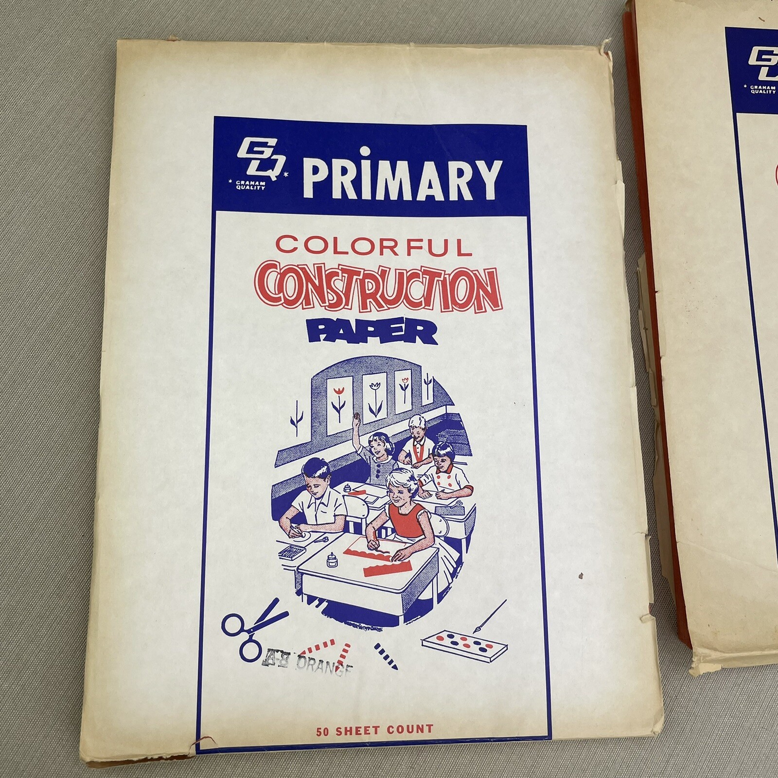 2 Packages Primary Vintage Construction Paper ~A-8 Orange~ Graham Quality