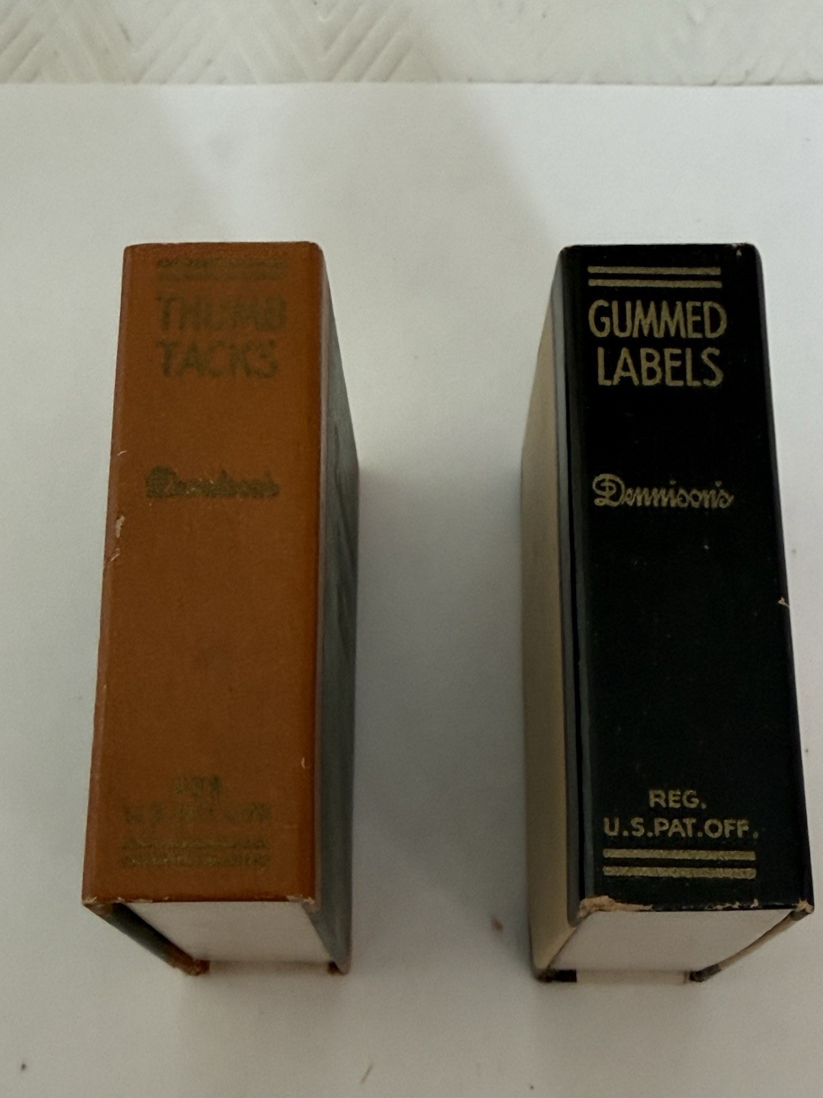 Vtg Dennison Paper Products,lot Of 2, Box Of Thumb Tacks & Box Of Gummed Labels