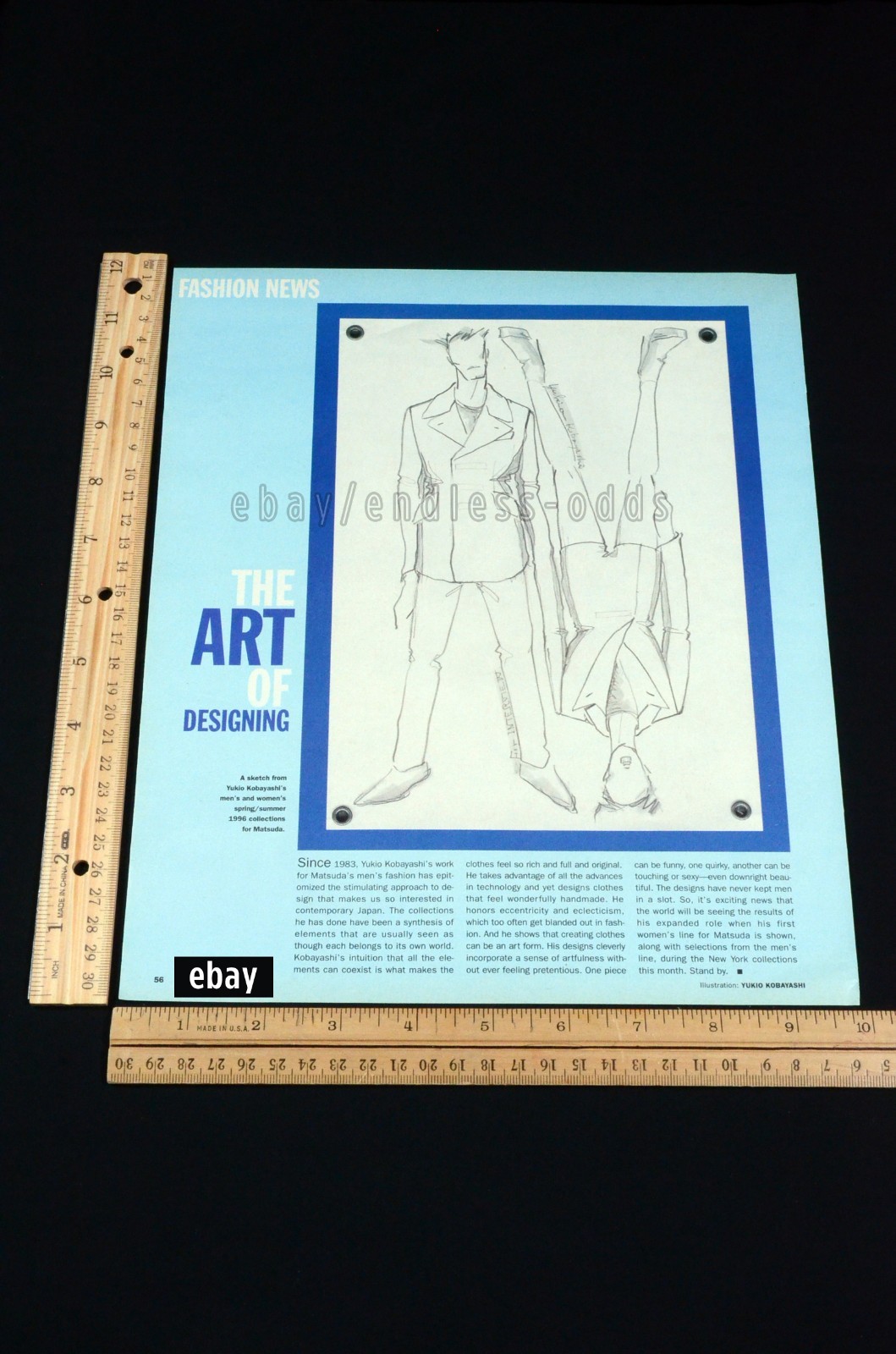 1995 Yukio Kobayashi Fashion Designer Magazine Page Article Clipping 90s Vintage