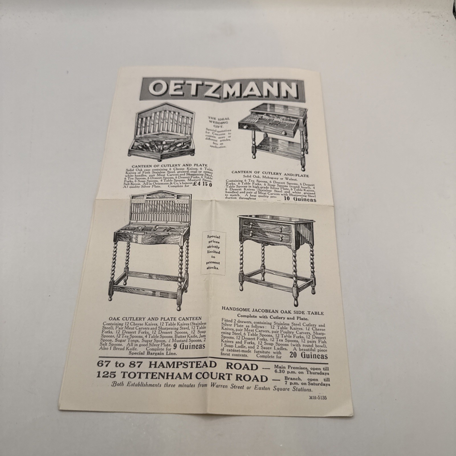 1936 LETTER & PRE-PAID ENVELOPE OETZMANN & Co LONDON