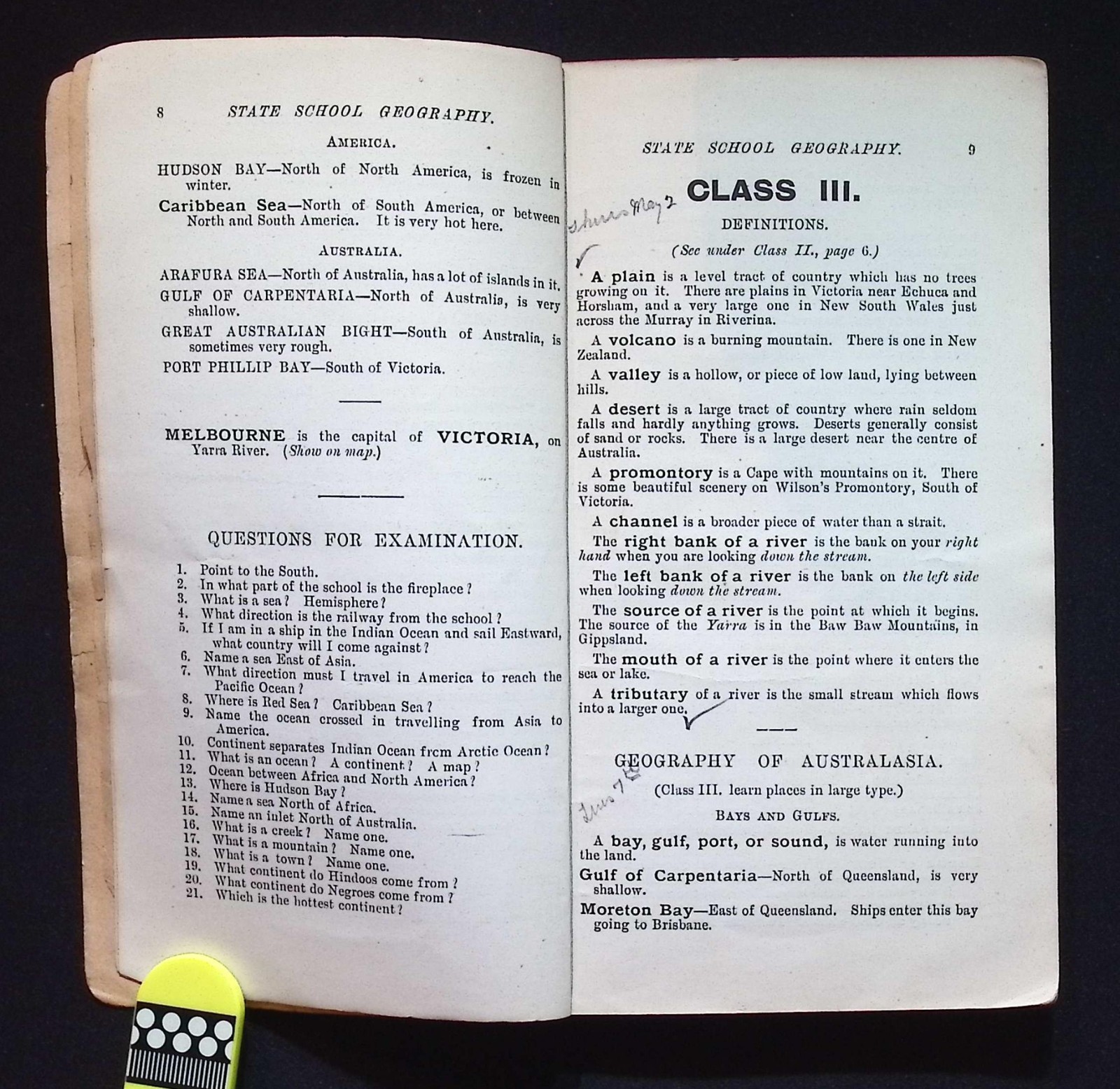 Australian State School Geography Class Book, Dawborn, Revised Programme 1898