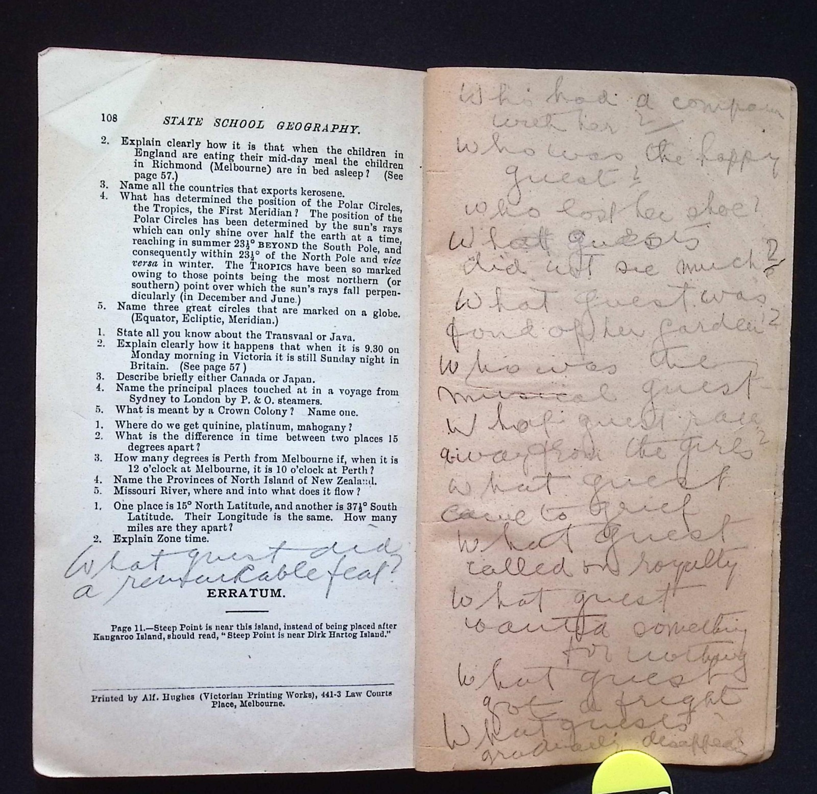Australian State School Geography Class Book, Dawborn, Revised Programme 1898