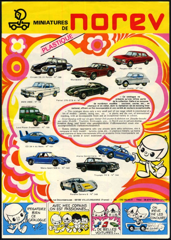Miniature Cars de Norev in Plastic & Metal sales folder 1960s