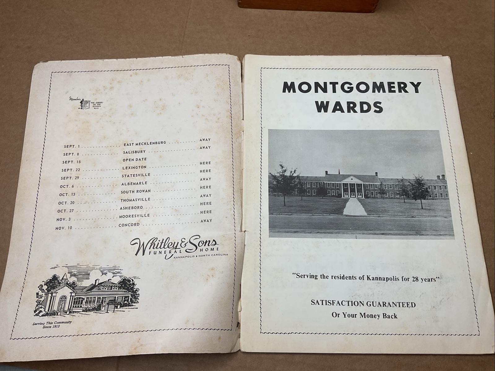 22 Sep 1967 Football Program A.L Brown Vs Lexington High School Nc B69