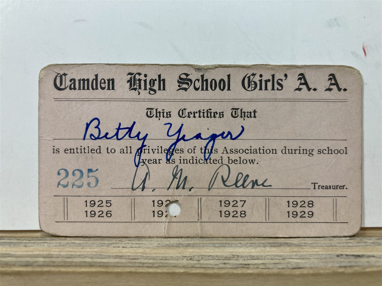 1926 1927 Camden High School Girls Athletic Association Card NJ Basketball Vtg