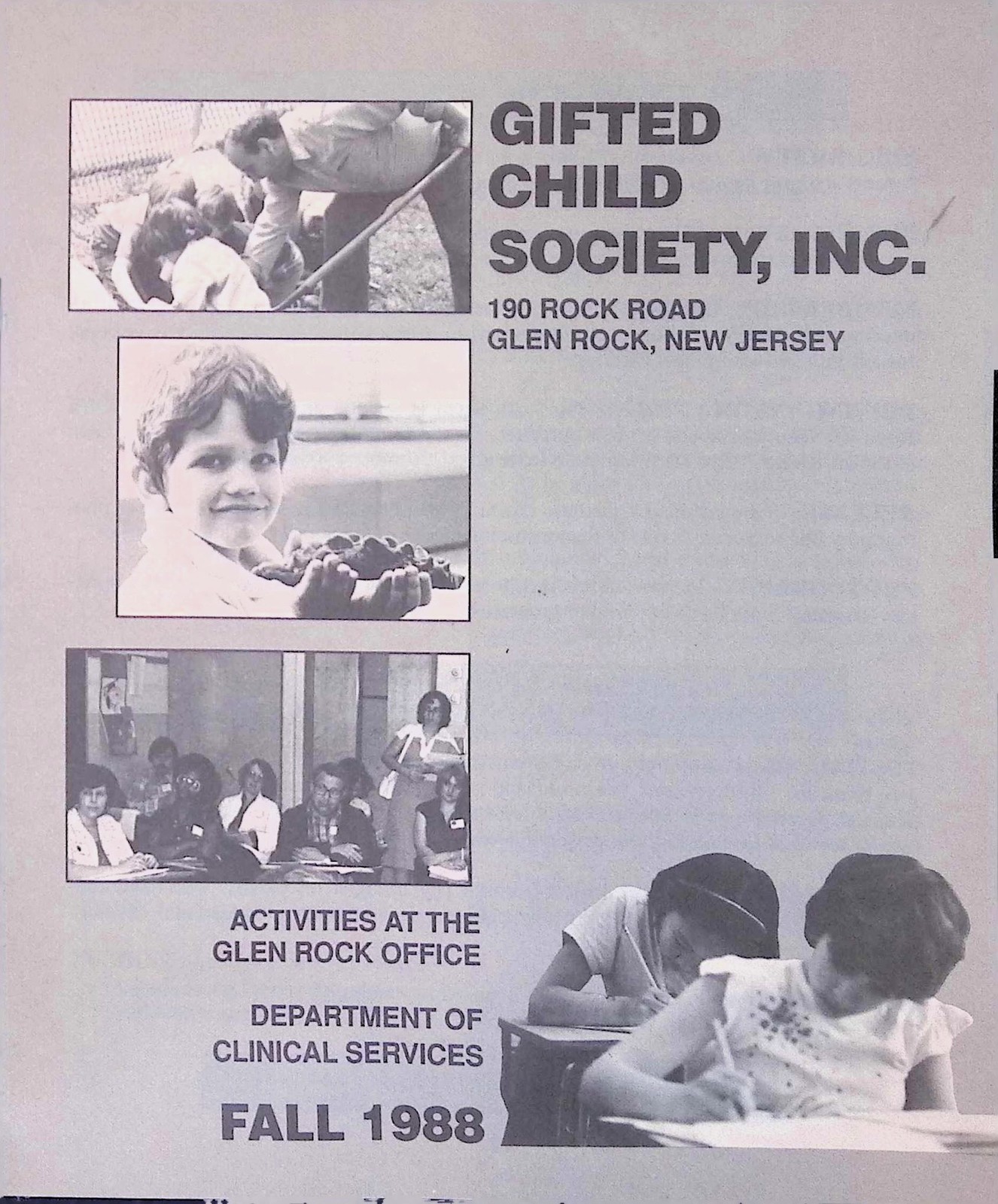 Gifted Child Society 1960s Brochure Glen Rock NJ Enrichment Program