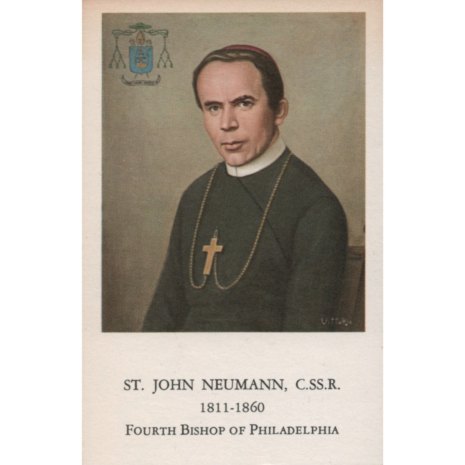 St. John Neumann 1970s Holy Card Saint of Catholic Education PA Philadelphia VTG