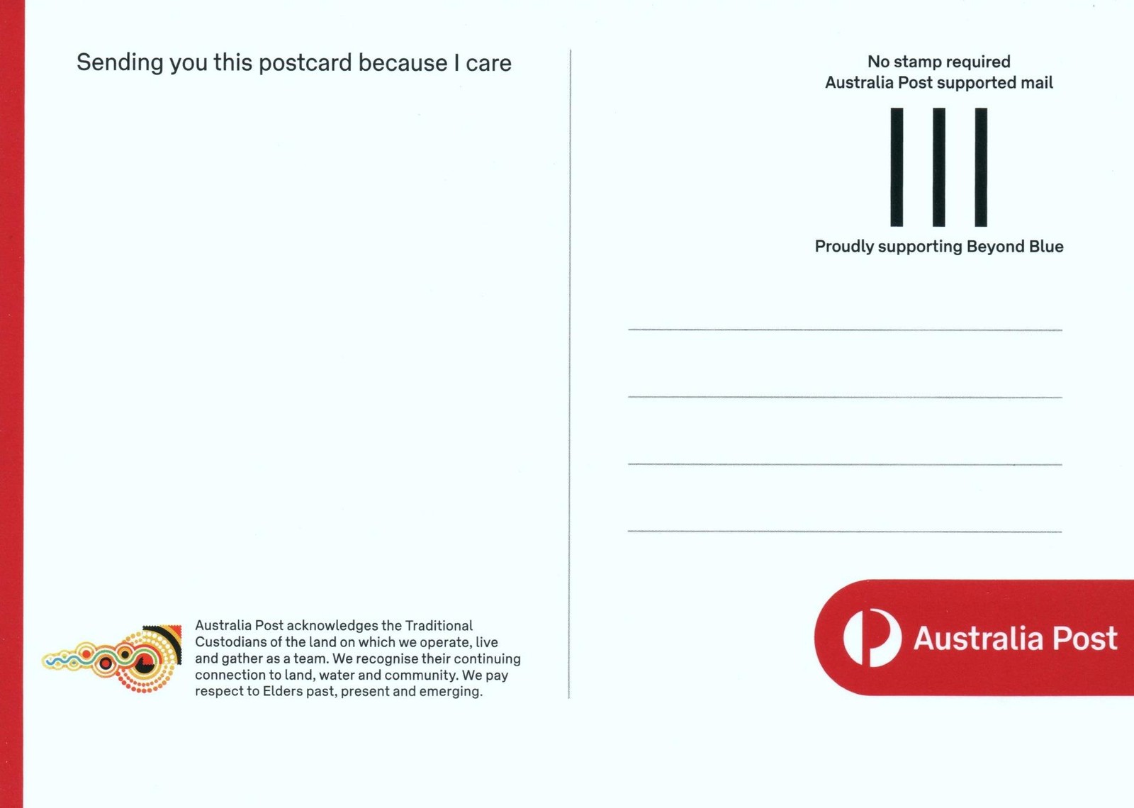 SCARCE Australia Post Supporting Beyond Blue, Blue Fairy Wren POSTCARD – NEW