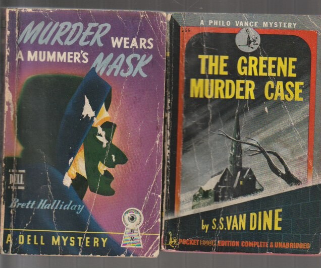 H716 Lot Of 2 Brett Halliday S. S. Van Dyne Mystery Vintage Paperback Books