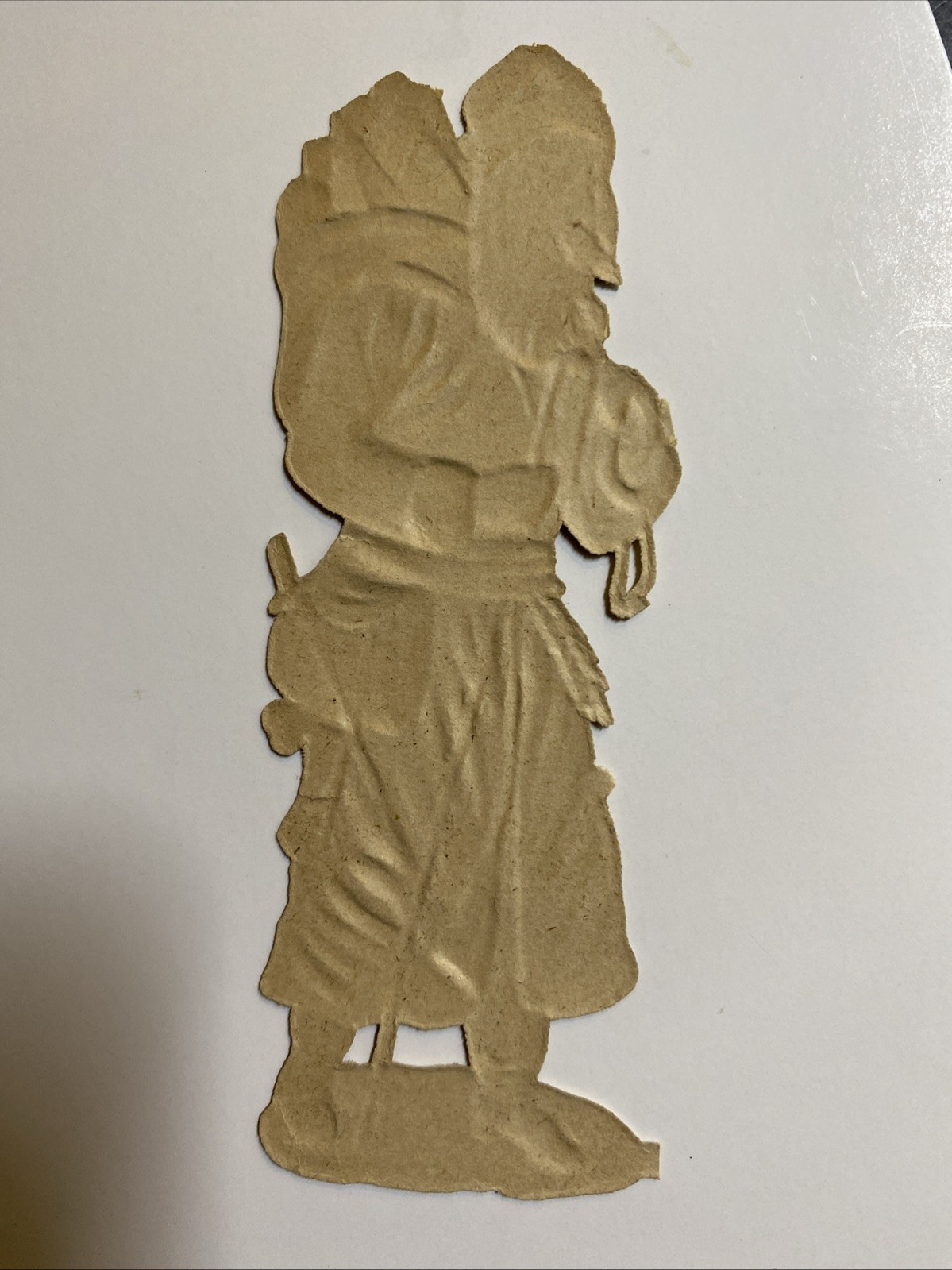 Santa Claus In Brown Coat Die Cut Scrap by Raphael Tuck & Sons 4-1/4 By 1-1/2”