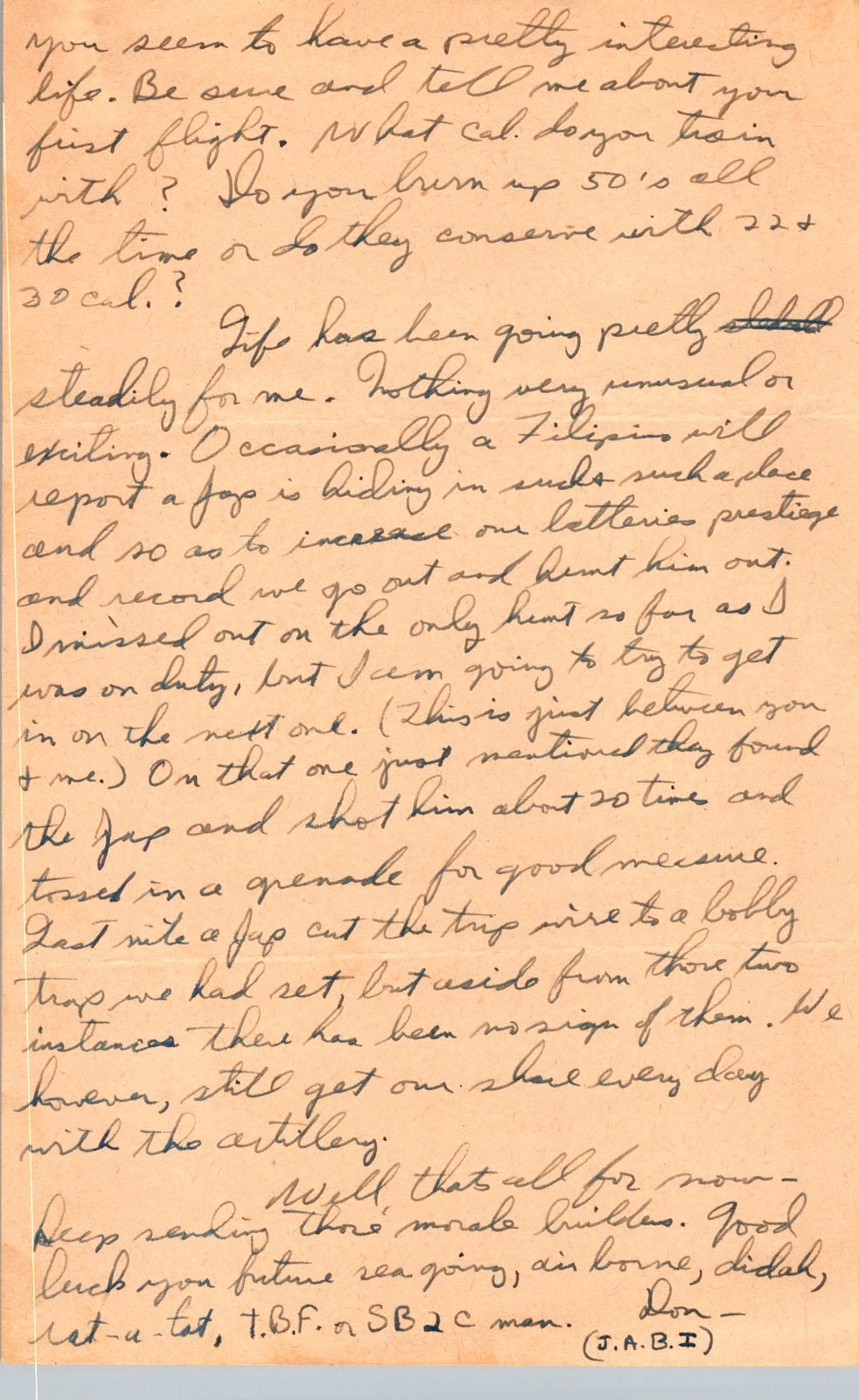 WWII 1945 Philippines Letter to Navy SB2C TBF Airman, Combat & Mail Delay, 2pp