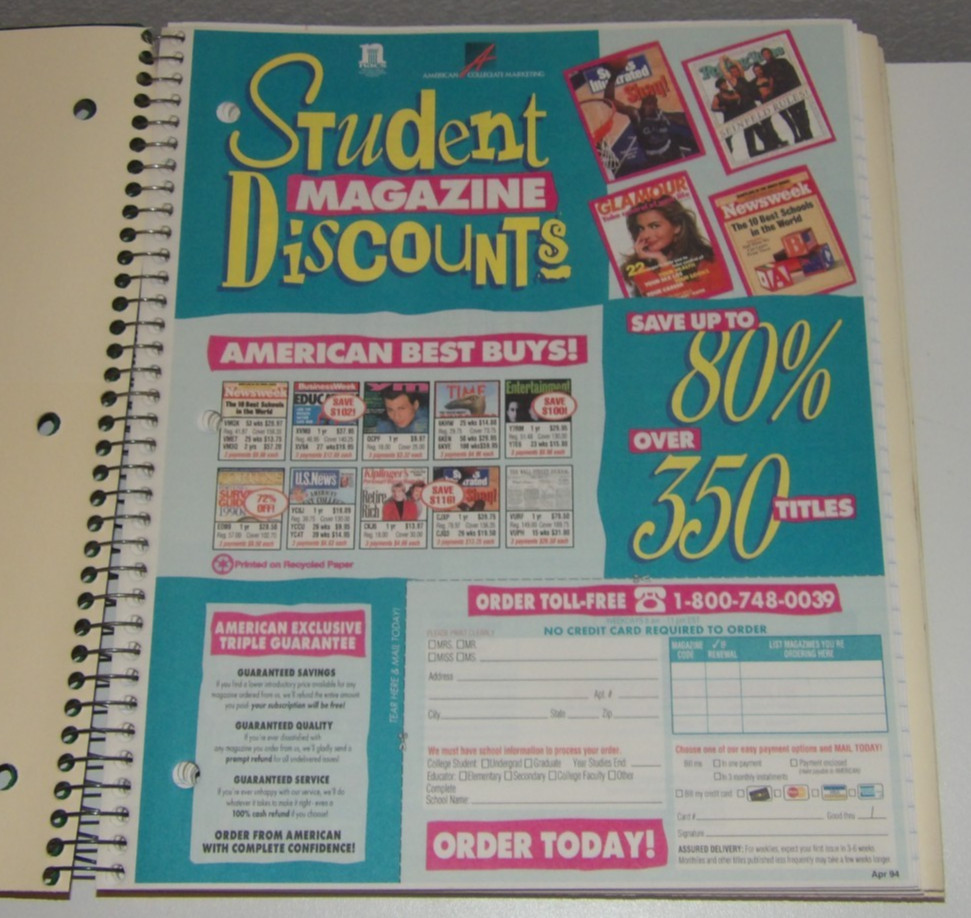 VTG Washtenaw Community College Notebook 200 Sheets 5 Subject 10 Pocket 11″x9″