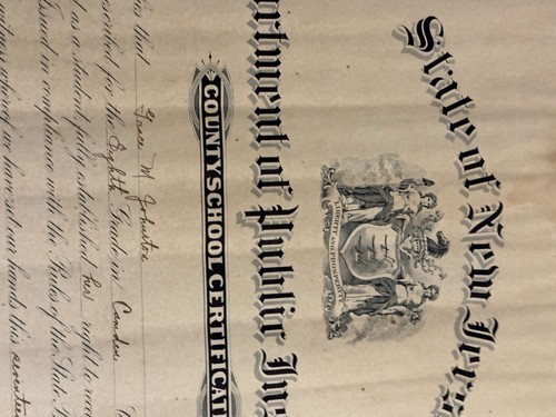 1912 8th Grade Graduation Certificate Grace Ferster Camden NJ New Jersey School