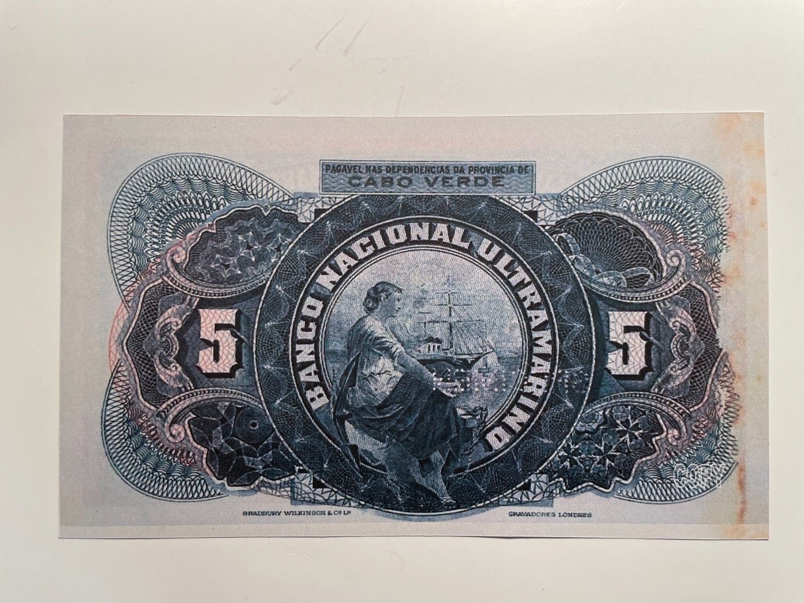 Cape Verde, Cabo Verde 5 Escudos 1921 Banknote Reproduction