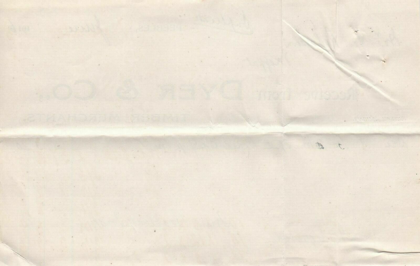 Dyer & Co. Peebles 1916 Timber Merchants Boards Frm Beattock Mill Receipt 41238