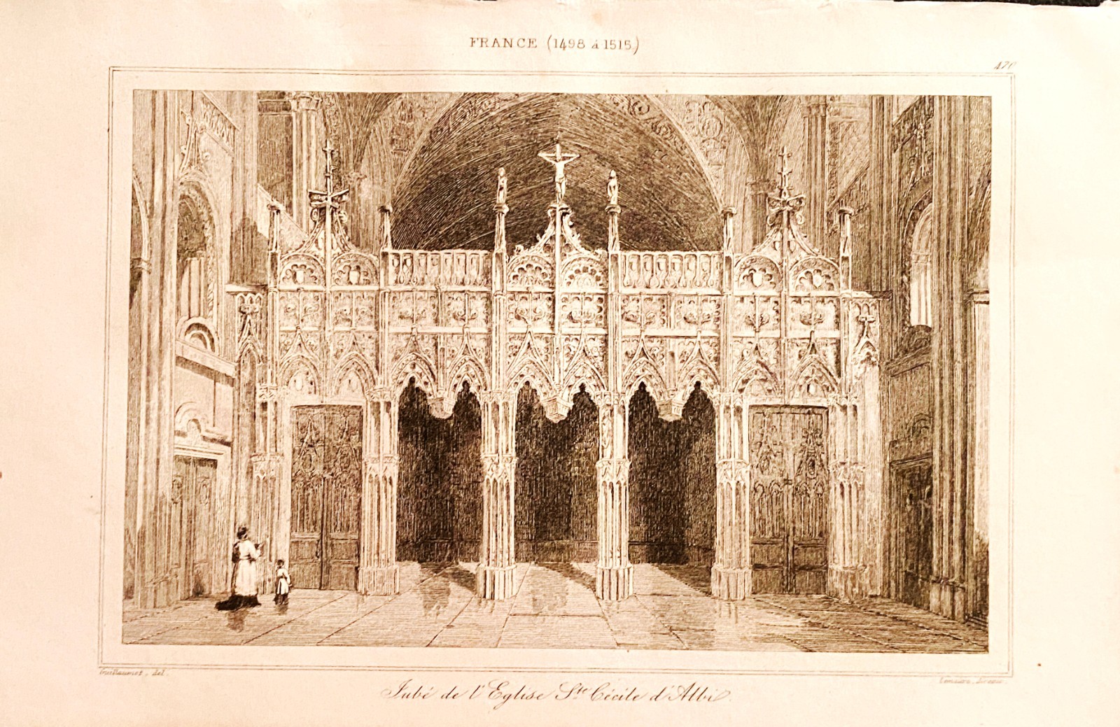 Engraving France Louis XII “Jube Of The Church Sainte Cecile D’Albi”