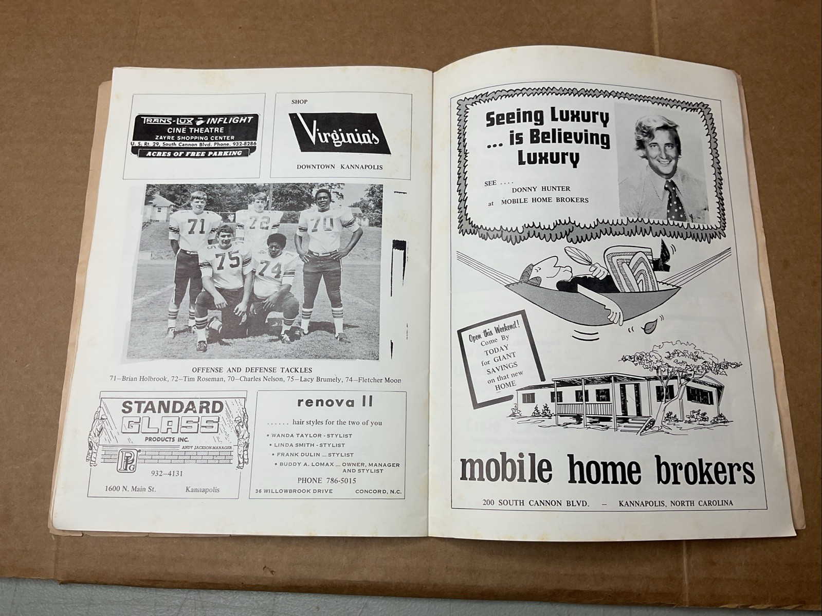21 Sep 1974 Football Program Kannapolis Vs Lexington High School Nc B69
