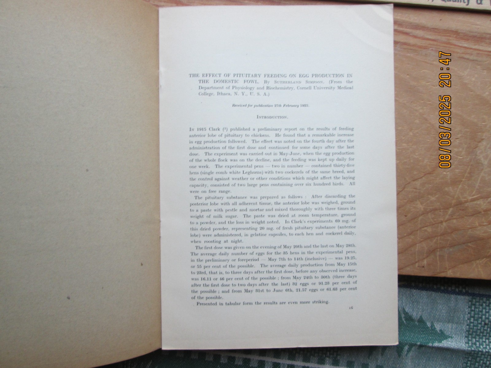 Quarterly Journal of EXPERIMENTAL physiology may 1923