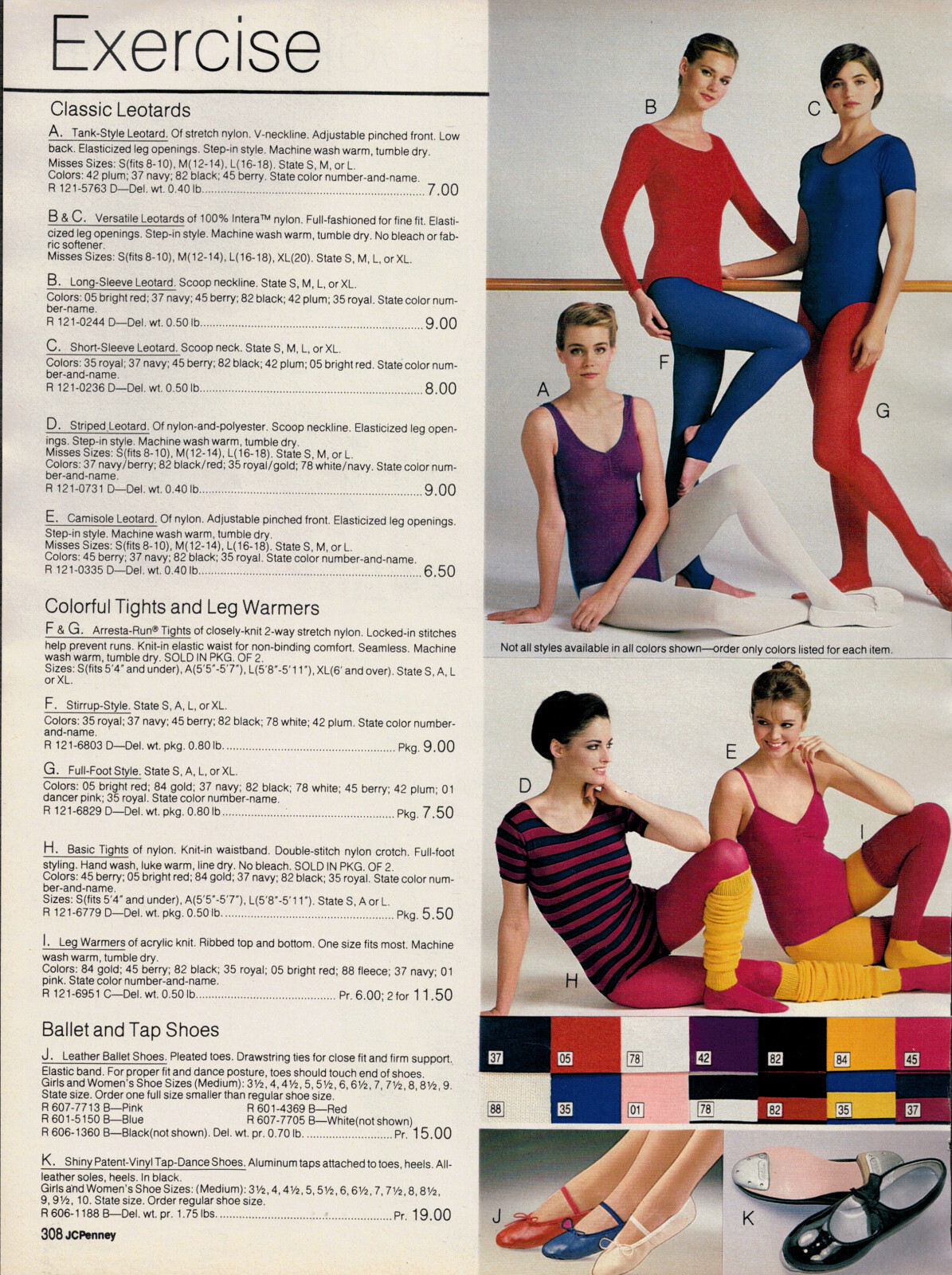MID-1980S JCPENNEY CATALOG LEOTARD AND TIGHTS CLIPPINGS PAPER ADS PRINTS