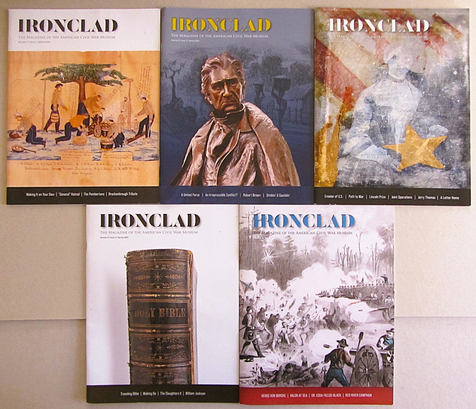 LOT 5 ISSUES~IRONCLAD: MAGAZINE of the AMERICAN CIVIL WAR MUSEUM~2023-2025~FINE